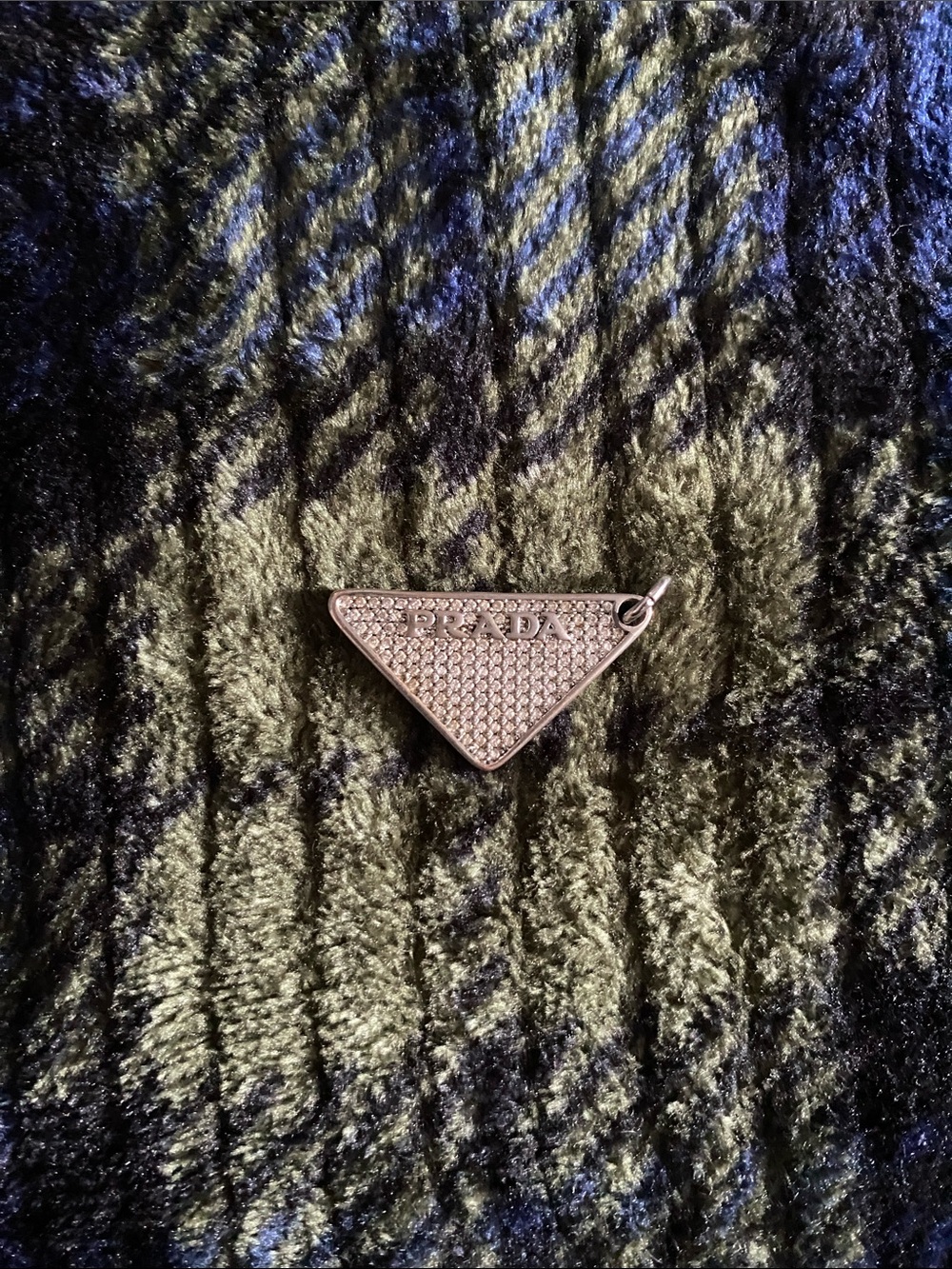Prada Silver-Tone Pavé Triangle Logo Charm